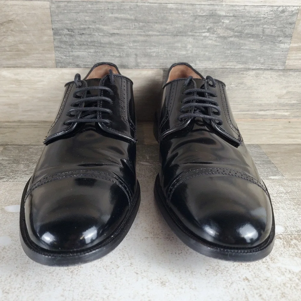 Johnston & Murphy Bradford Mens Oxford Shoe Sz 10 D Black Patent Leather Lace Up